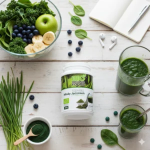 Młody jęczmień i zielone superfoods